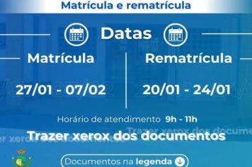 MATRÍCULA E REMATRÍCULA DO CASTELINHO DO SABER