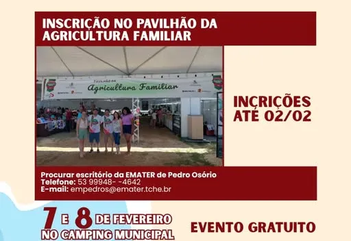 INSCRIÇÕES ABERTAS PARA O PAVILHÃO DA AGRICULTURA FAMILIAR